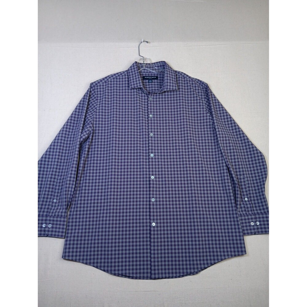 Mizzen+Main Leeward Button Down Performance Shirt XL Purple Gray Check EUC